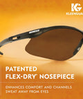 Close-up of V30 Nemesis Polarized Safety Glasses Smoke Gray Lenses Gunmetal Frame with Flex-Dry nosepiece for comfort