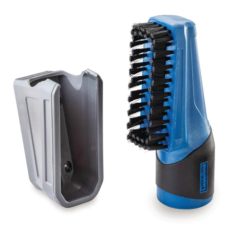 Dust Right Click-Connect Bench Brush And Dock Kit showing heavy-duty cleaning brush with comfort grip handle and dock kit.