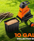 Powerful Electric Wood Chipper Shredder For Quick Yard Cleanup With 1800W Power, 4500 RPM, 10 gallon bin, branches