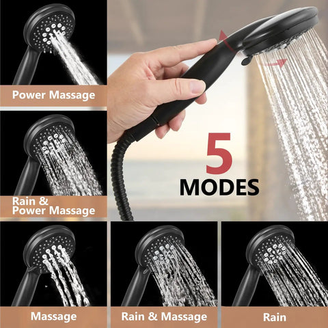Adjustable High Pressure Dual Shower Head For Couples In Slick Matte Black Finish With Heavy Duty 304 Stainless Steel Build For Your Ultimate Bathroom Setup And Smooth Flow