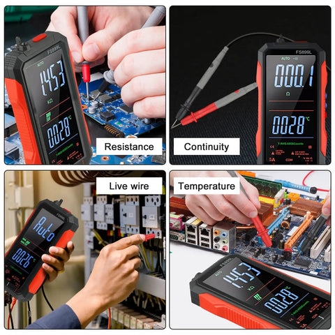 Pro Grade Digital Multimeter With Color Backlit Display And USB C Rechargeable Battery measuring resistance and temperature