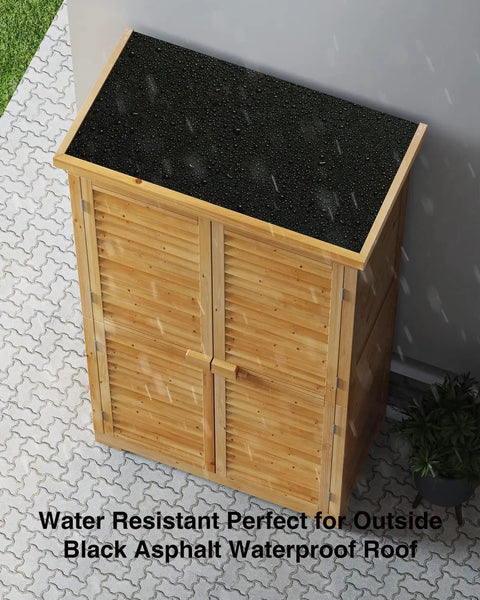 Outdoor Storage Cabinet With Lockable Double Doors And 3 Removable Shelves For Serious Tool Organization, Waterproof Fir Wood