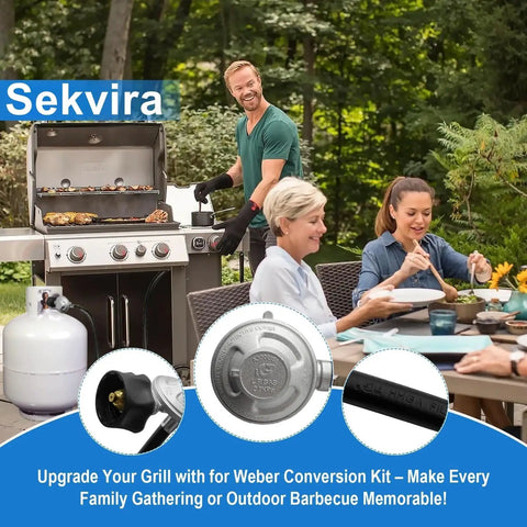 Family using Gas To Propane Conversion Kit For Spirit II 310 315 E310 E210 Grills With 5Ft Regulator Hose Specific Fit BTU Matched Orifices.