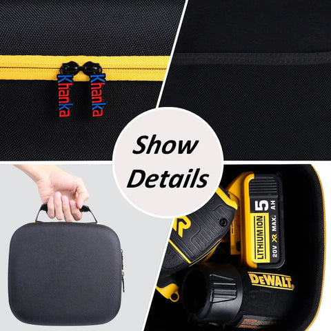 Hard Travel Case For Dewalt 20V Max Orbital Sander DCW210B Case Only with yellow zipper, EVA material details shown