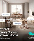 No Sweat Heavy Duty Edge Protector For Baby Proofing Main Home With Grip Tight 3M Tape And Waterproof Non Toxic Foam Padding For Sharp Furniture Corners Rugged Toddler Safe Wall Edge Wrap In Rich Black shown in a modern living room.