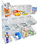 Clear Pegboard Wall Organizer With 12 Buckets 24W By 24H Panel holds tools and accessories, durable high impact styrene.