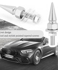 Fresh Spike License Plate Screws Set For Cars Trucks And Bikes Universal Custom Silver Steel Bolts And Nuts close-up on tapered screw design