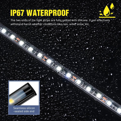 2 Pack Underhood LED Light Strips Waterproof 42LED 40cm Engine Bay Work Light IP67 waterproofing and silicone seal detail
