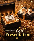 Watch gift box on brown crinkle paper filler for gift baskets and boxes 5oz festive shredded paper stuffing for holidays.