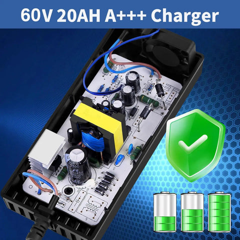 High Capacity 72V 3A Battery Charger With 3 Pin Plug For 60V AGM Gel SLA Lead Acid Batteries Used In Electric Scooters Go Karts And Big Toys 100 240V AC Input 72V 3A Output Safe OVP OCP Short Circuit Protection
