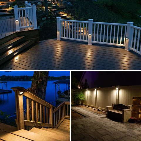 8 Pack Low Voltage Deck Lights With Fastlock2 Wire Connectors 5W 3000K LED Landscape Step Lights For Outdoor Deck Fence Post Patio Garden 12-24V AC DC ETL Listed Aluminum Eyebrow Cover Frosted Lens
