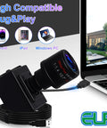 USB Camera With 2.8-12mm Varifocal Zoom Lens For Windows Mac Linux Raspberry Pi 1.3MP HD 960P Low Light Webcam beside laptop