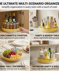 9.8 Inch Lazy Susan Organizer With 360 Degree Rotation For Spices And Bottles in yellow, used in kitchen and bathroom setups