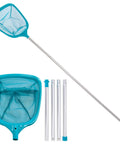 5 Foot Leaf Skimmer Net With 4 Aluminum Pole Sections Ultra Fine Mesh Basket 60 Inch Reach for Pools, shown with components