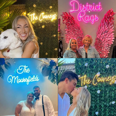 Collage of Custom Mr And Mrs Neon Sign For Wedding And Engagement LED Lights Lighted Display Perfect Valentines Day Decor For Home Party And Photo Backdrops Ideal Gift For Couples