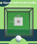 Backyard Golf Hitting Net Cage With Mat And Target, Heavy Duty Iron Frame Practice Net For Indoor Outdoor Use, front view