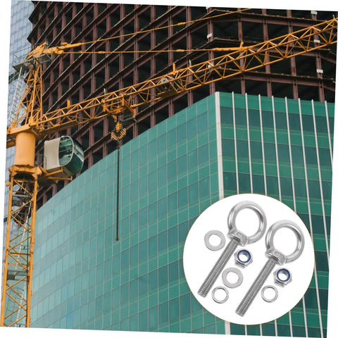 M10x60 Stainless Steel Threaded Eye Bolt Kit With Nuts And Washers Built Tough Heavy Duty Long Reach Shackle For Concrete Anchors and Rigging Locks In Tight on construction site.