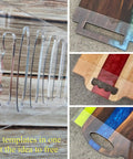 Top Shelf 6 In 1 Board Handle Router Template For Woodworking Pros Premium Clear Acrylic Inlay Guide with six templates displayed.
