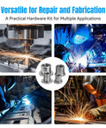 No Sweat T Shaped Weld Nut Assortment 40 Piece Steel Hardware Kit With Four Popular Sae Thread Sizes for welding and fabrication.