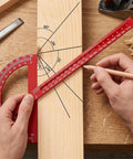 Heavy Duty Angle Finder With Dead Nuts Secure Locking Swing Arm Reads Zero To One Eighty Degrees measuring angles on wood.