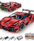 Remote Control Hypercar Building Kit With Five Fast Motors, 1835-Piece Set, featuring red model car and remote.