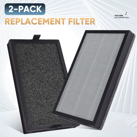 Air Purifier Replacement Filter With True HEPA Filtration Three Stage System Removes Ninety Nine Point Nine Seven Percent Smoke Odor And Dust For Bedroom And Office Two Pack