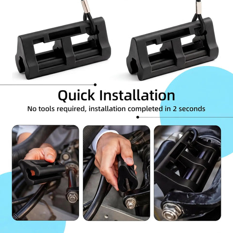 Two Sets Of 4-Inch Black Hydraulic Outboard Steering Locks For Trailering And Transport - Easy Install, Keep Your Boat From Swingin, Secure During Towing, Durable Clamp On Steering Cylinder Rod Locks