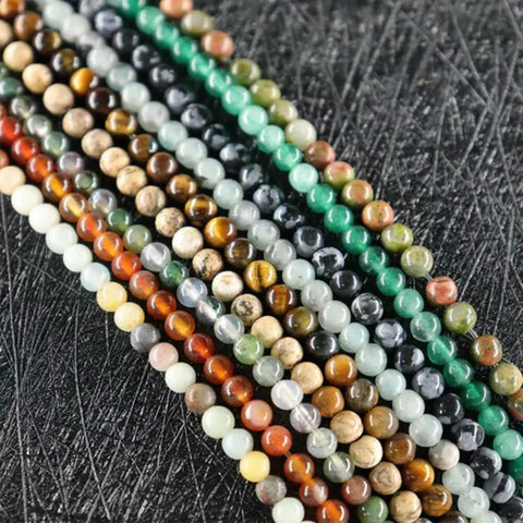 Top Shelf Natural Gemstone Beads Bulk Assorted Colors Round Spacer Loose Gems 3MM For Jewelry Making And Diy Crafts High Polish Shine Super Durable Everyday Wear