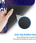 Custom Large Desk Pad With Photo And Text Personalization Non Slip Mouse Mat For Computer And Office Upload Your Picture Or Logo Extra Large 12In By 31In Durable Rubber Surface For Smooth Glide showing anti-slip rubber base close-up