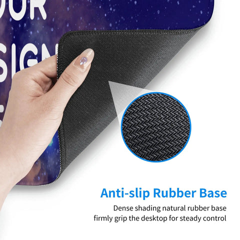 Custom Large Desk Pad With Photo And Text Personalization Non Slip Mouse Mat For Computer And Office Upload Your Picture Or Logo Extra Large 12In By 31In Durable Rubber Surface For Smooth Glide showing anti-slip rubber base close-up