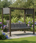 Garden swing with Reinforced RipLock 350 Replacement Canopy Top For Boulder Bridge Sandpointe Swing Models 10133-19-10018A SC-K-454PGS2