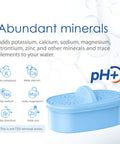 Alkaline Water Filter Replacement For Pitcher And Dispenser Filtration System 3 Pack with mineral illustrations and filter view