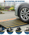 Heavy Duty Rubber Curb Ramps 2 Pack For Driveway Transition And Low Clearance Rides without scraping on uneven surfaces.