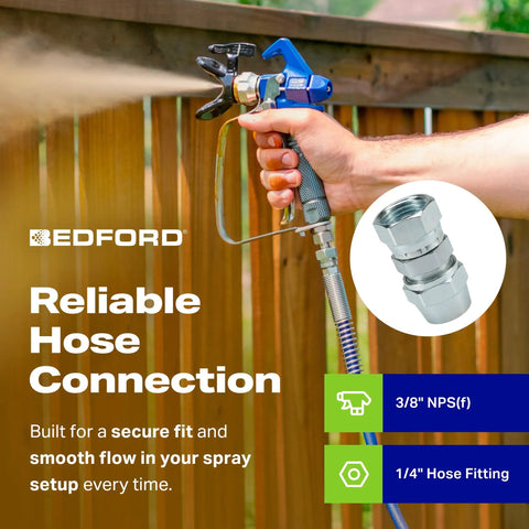 Hose Barb to NPS Female Thread Adapter One Quarter Inch to Three Eighths Inch for Spray Guns and Fluid Transfer, Air and Paint System Connector, Heavy Duty Industrial Hose Coupling, Leak Resistant Fitting Made in USA on spray gun, 3/8 NPS(f), 1/4 hose