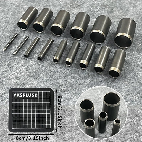 Leather Circle Cutter Set 31 Piece Circle Punch Kit With 1mm To 55mm Holes, showing high carbon steel punches and cutting mat