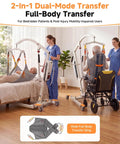 2-in-1 Electric Patient Lift For Seniors With 420 Lbs Capacity Dual Stand Assist And Full Body Suspension Mobility Aid in use with caregivers.