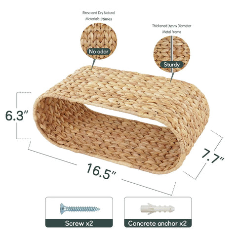 No Fuss Slick Wall Mounted Wicker Shelf Bathroom Organizer Rattan Hanging Toilet Paper Holder Basket Mega Roll Storage Rack Sweet Spot Dispenser For Legit Home Decor