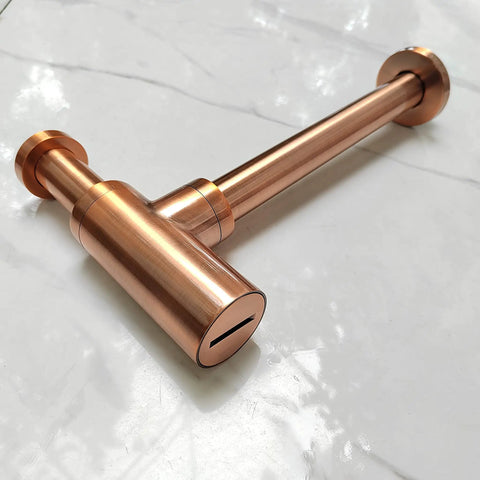Antique Copper Bottle Trap Slick For 1-1/4 Inch Drainage, P Trap With Wall Inlet, Decorative Brass Basin Plumbing Fitting