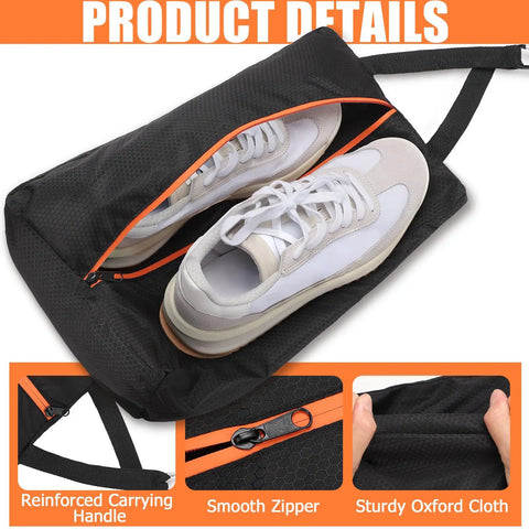 Smell Proof Shoe Bag For Travel And Gym Odor Blocking Waterproof Golf Kicks Bag with sneakers, zipper, and handle