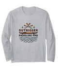 Long Sleeve Canoe Paddling Pro Tee With Classic Hawaiian Design Celebrating Ocean Racing And Polynesian Water Heritage For Unisex Everyday Wear In Heather Grey Comfortable Durable Soft