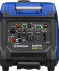 Front view of Tri Fuel Portable Inverter Generator With Remote Start And Transfer Switch Ready, featuring control panel and connectors