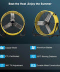 30 Inch Industrial Floor Fan Delivers Beast Mode 14000 CFM High Velocity Drum Shop Fan With 3 Speed Settings, 360 Degree Tilt