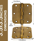 Six Pack Heavy Duty Three And A Half Inch Stainless Steel Door Hinges With Five Eighth Inch Rounded Corners Non Removable Pin