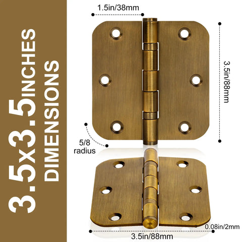 Six Pack Heavy Duty Three And A Half Inch Stainless Steel Door Hinges With Five Eighth Inch Rounded Corners Non Removable Pin
