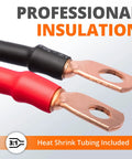 Tough As Nails 1/0 Awg 3/8 Inch Copper Wire Lugs Heavy Duty Battery Terminal Connectors Crimp Cable Ends With Sealed Heat Shrink Tubing for easy installation.