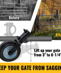 Straight Up Solid Gate Roller Wheels To Take The Drag Out Of Metal Tube Fences Smooth Six Inch Black Anti Sag Tracks, before and after images.