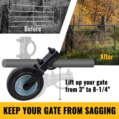 Straight Up Solid Gate Roller Wheels To Take The Drag Out Of Metal Tube Fences Smooth Six Inch Black Anti Sag Tracks, before and after images.