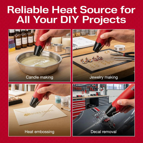 EC-MINI Pro Grade Heat Gun for Crafts and DIY Projects with Shrink Wrap and Reflector Attachment used in various projects