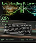 Slick Wireless Mechanical Keyboard With Numeric Keypad Featuring 8000Hz Polling Rate And Rock Solid Pbt Keycaps For Legit Smooth Typing Experience And Vivid RGB Lighting On A Compact Layout Designed For Heavy Gamers And Creative Professionals on desk showcasing 600 hours battery life.