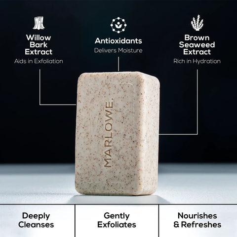 Exfoliating scrub bar from Mens 3 Piece Skincare Set With Exfoliating Scrub Bar Purifying Facial Cleanser And Hydrating Facial Moisturizer Vegan Grooming Essentials Great Gift For Men